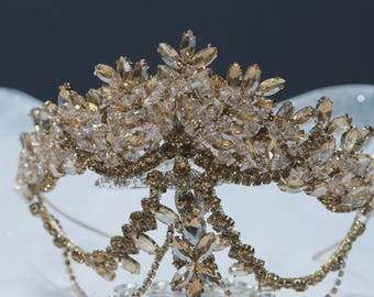 Princess Wedding Crown, Colored Crystal Crown, Prom Tiara, Quinceanera Tiara, Special Occasion Hair, 5 Colors