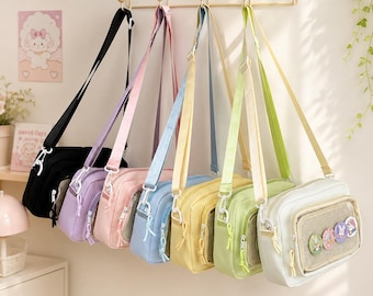 Kawaii Mini Ita Bag, torebka na ramię z nadrukiem anime, przezroczysta torebka z okienkiem, urocza torebka na ramię dla pluszaków