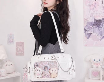 Ita Bag Shoulder Purse, Anime Pin Display Bag, Clear Window Kawaii Bag, Optional Hidden Light Board Pocket
