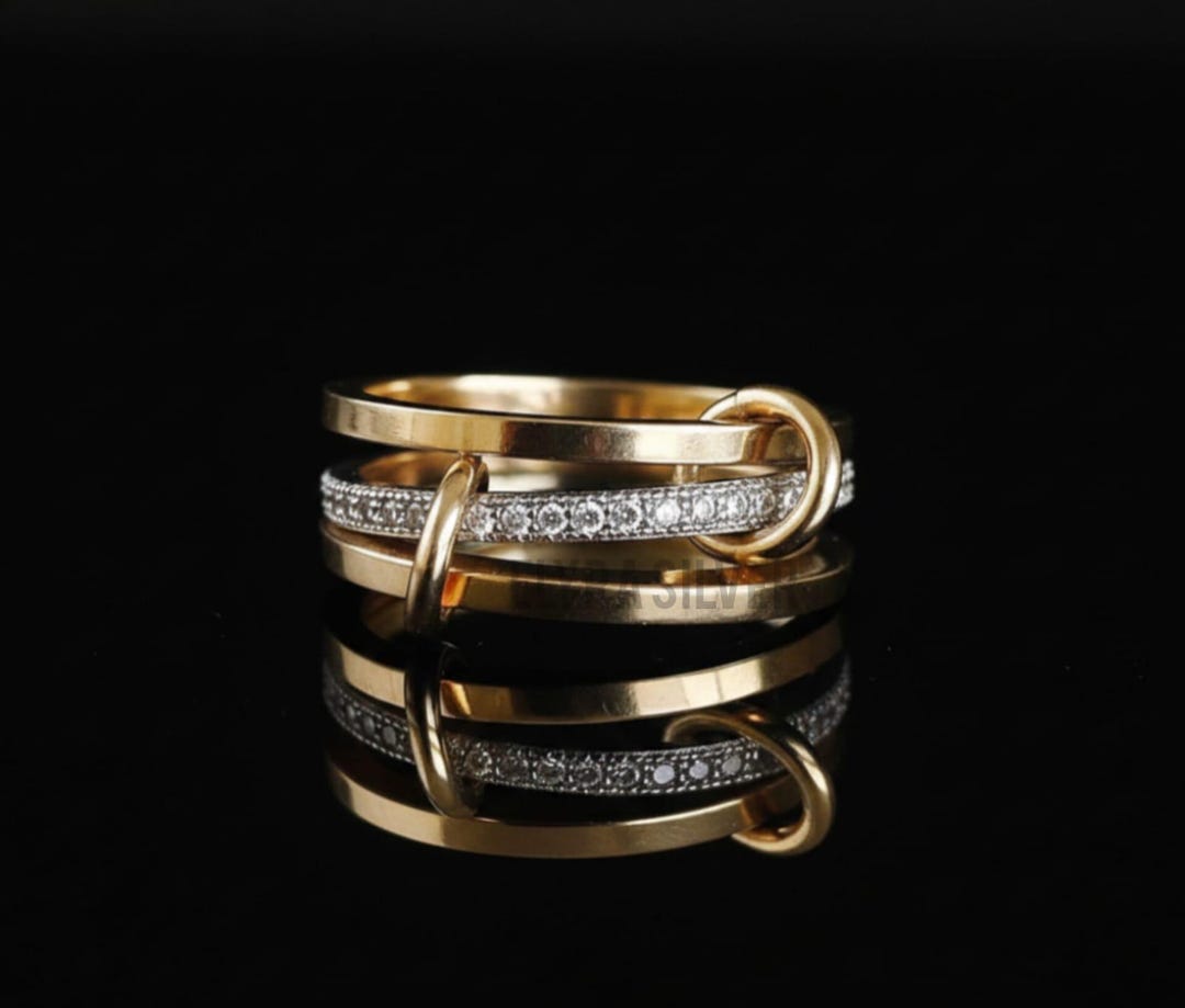 18K Gold Filled Triple Interlocking Ring | CZ Eternity Stacking Ring ...