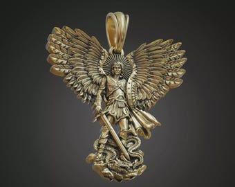 Archangel Michael Wings Pendant, 925 Silver Warrior Angel Necklace, Christian Faith Jewelry (Pendant only)