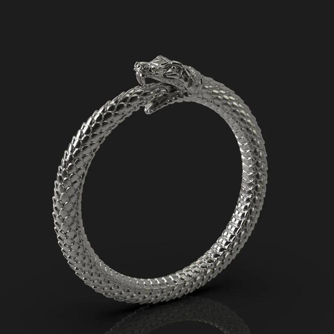 925 Sterling Silver Ouroboros Band Ring for Men Women Snake Eating Its ...