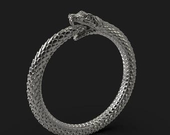 925 Sterling Silver Ouroboros Band Ring for Men women Snake Eating Its Own Tail Ring, Ouroboros Jewelry, Serpent Band Ring handmade