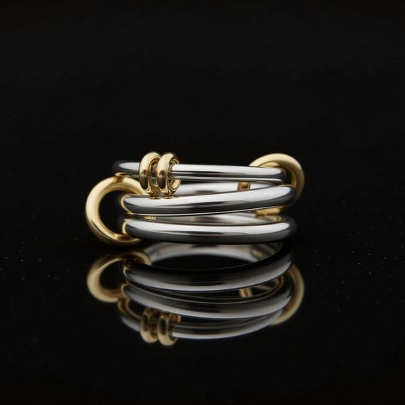 Handmade Gold Filled Two Tone Ring, Gold & Silver Contemporary Band, Unique Statement Ring, Gift for Her or Him