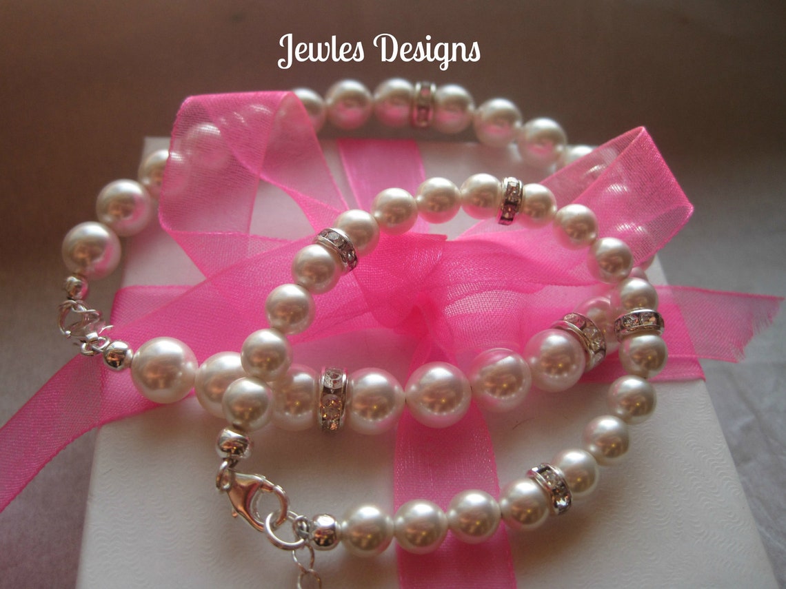 Mommy and Me Bracelet Swarovski White Pearl Classic Infant Etsy