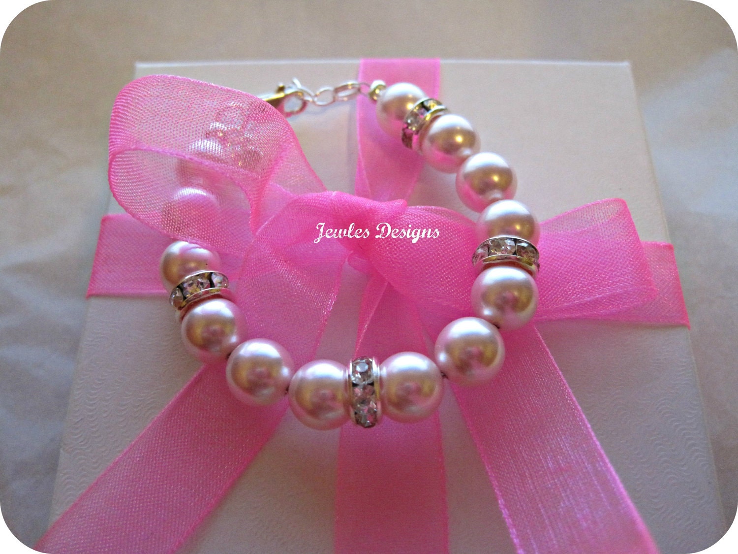 Infant Jewelry SWAROVSKI Pink Pearl Baby bracelet Baptism Etsy