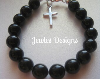 Baby cross bracelet, new baby, Boys Bracelet, Baby, blessing, Christening bracelet, communion,  by jewlesDesgins on Etsy
