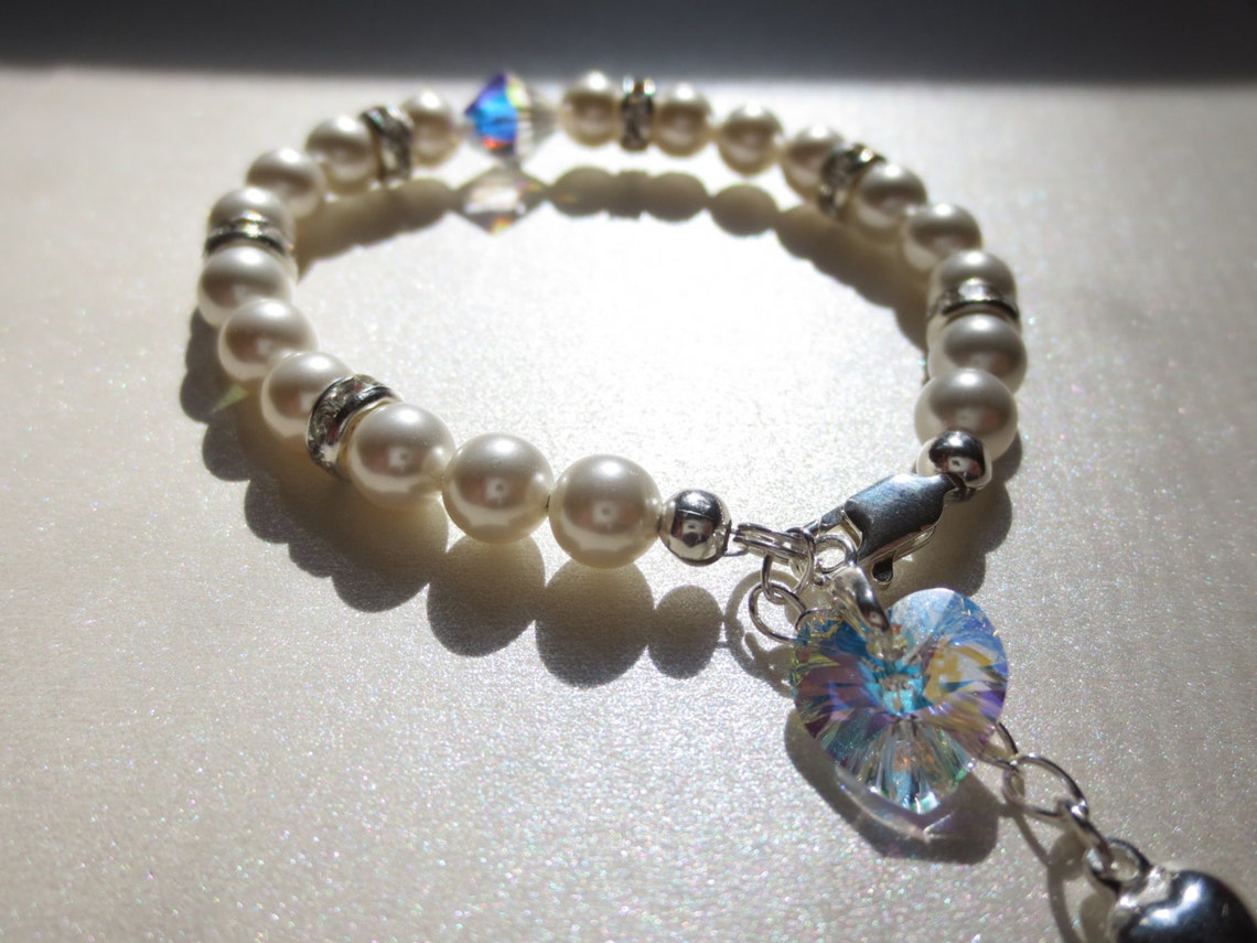 Flower Girl SET Necklace and Bracelet in Swarovski Pearls Etsy