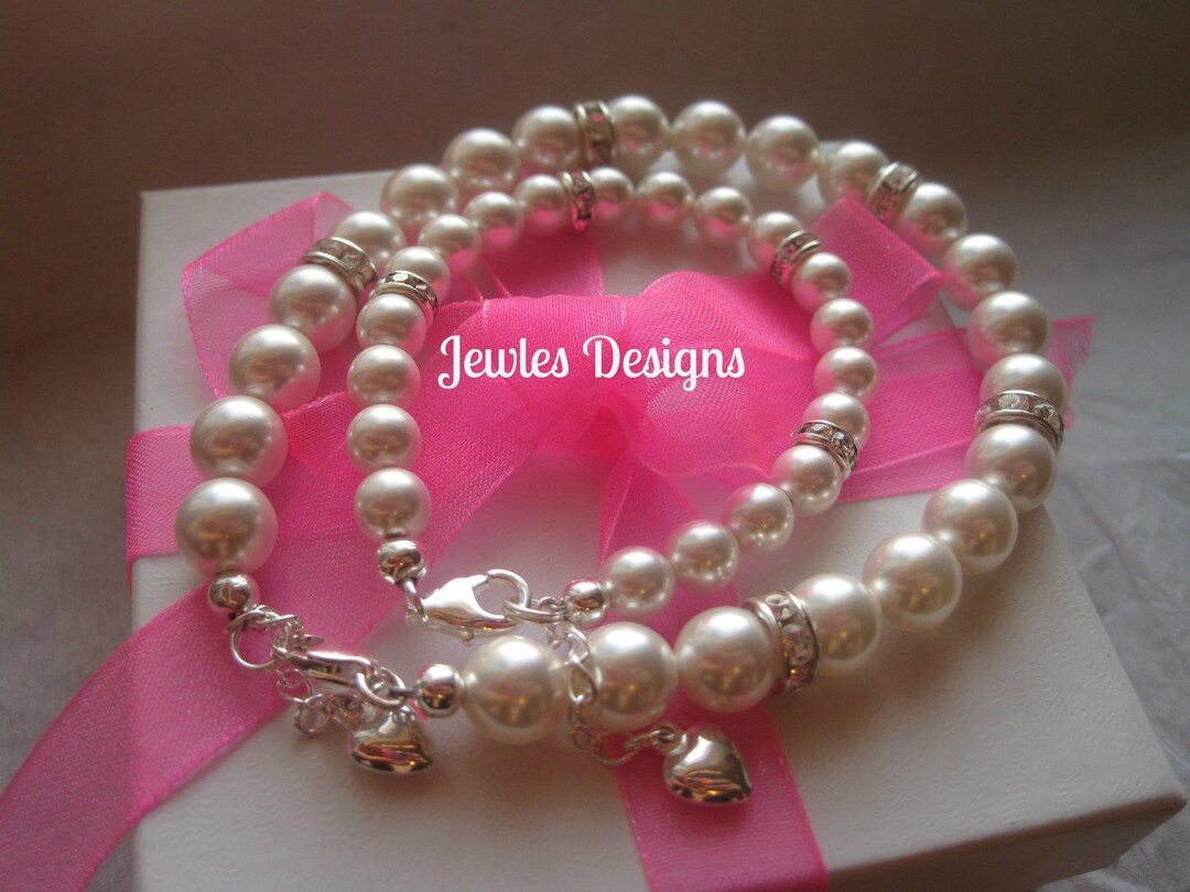 Mommy and Me Bracelet Swarovski White Pearl Classic Infant Etsy
