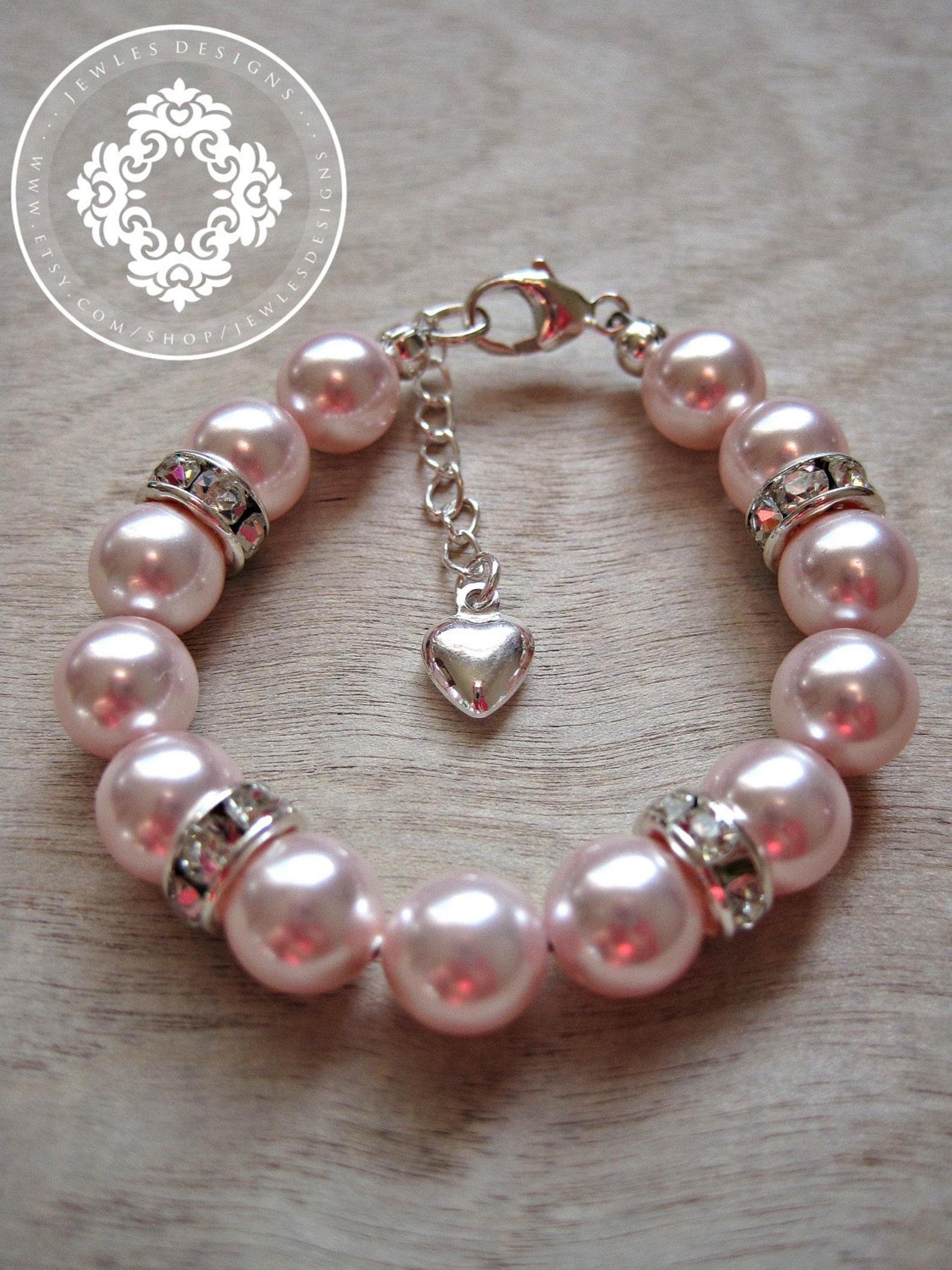 Infant Jewelry SWAROVSKI Pink Pearl Baby bracelet Baptism Etsy