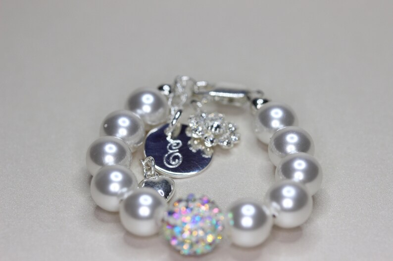 Infant Jewelry SWAROVSKI Baby bracelet Baptism flower girl Etsy