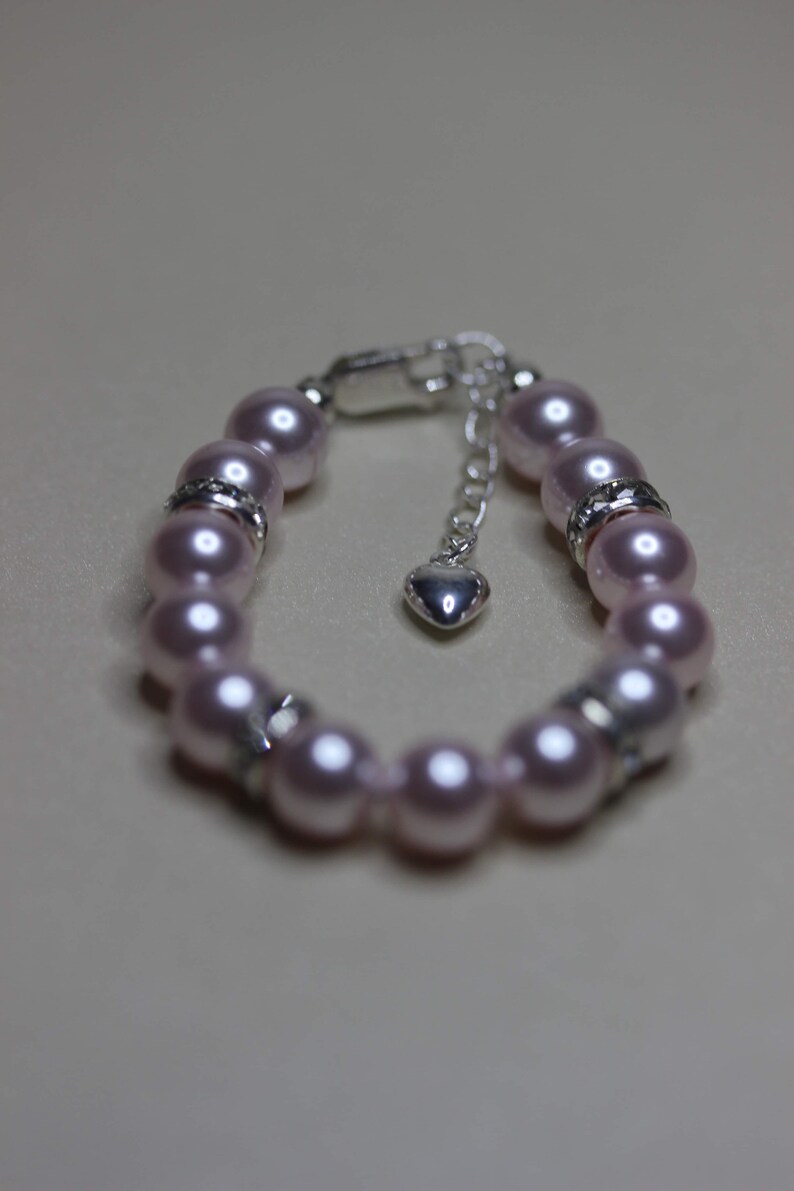 Infant Jewelry SWAROVSKI Pink Pearl Baby bracelet Baptism Etsy