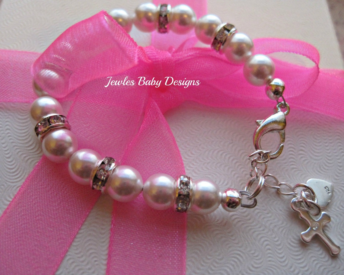 Infant SWAROVSKI Baby bracelet Gift set for Baptism blessing Etsy