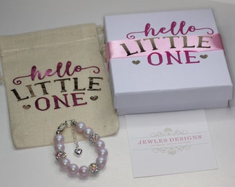 Newborn baby bracelet gift set, Hello Little One, Hello World, Newborn baby girl,  Baby Bracelet-Baby Bracelets-Keepsake