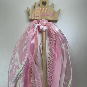 Prinzessin Zauberstab | Hölzerner Stern-Zauberstab, Geburtstags-Foto-Requisite, Waldorf-Spielzeug, perfekt für Prinzessin-Geburtstagsfeiern und Geschenke