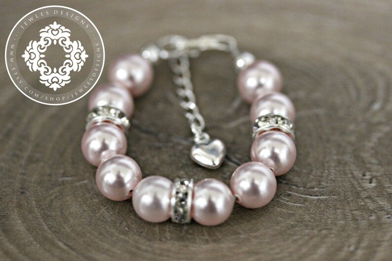Infant Jewelry SWAROVSKI Pink Pearl Baby bracelet Baptism Etsy