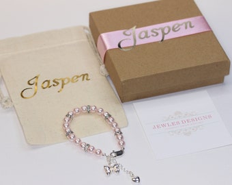 Children's Pearl bracelet, Gift set for Baptism, blessing, communion, baptism bracelet, christening bracelet, baby Shower gift