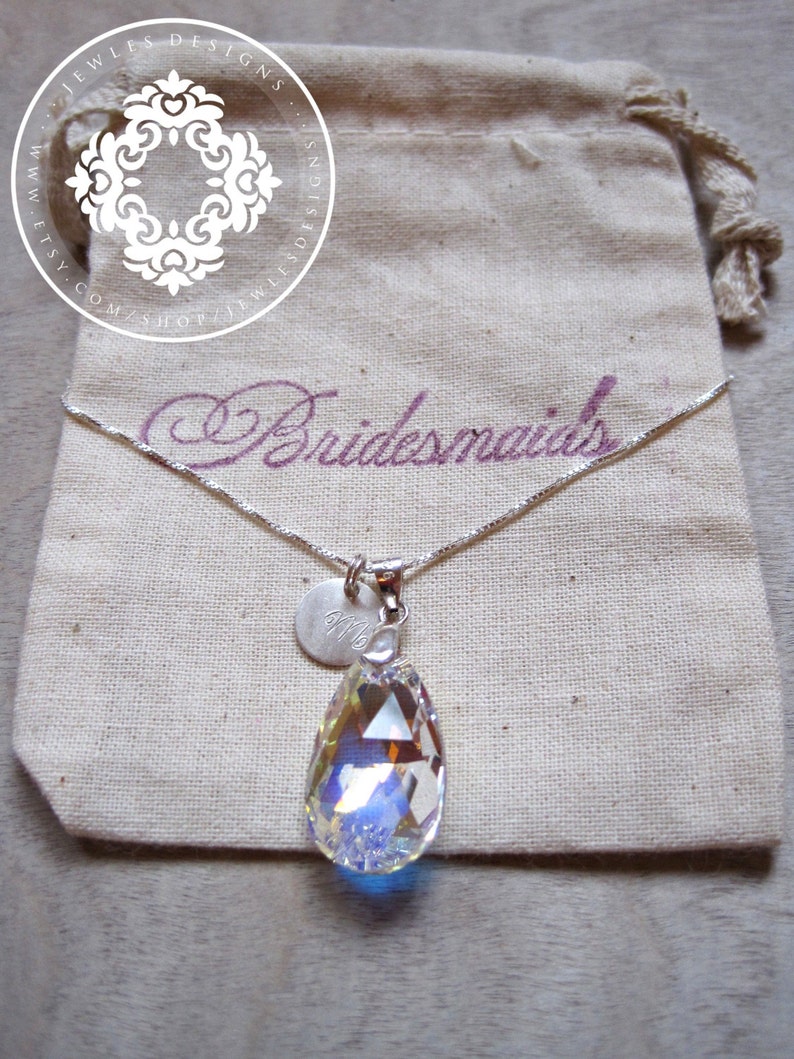 Bridesmaid Sets Swarovski Crystal necklaces Initial Etsy