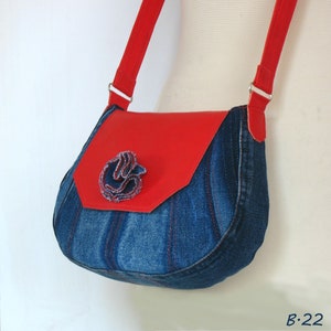 Cute Handmade Denim Bag, Recycled Jeans Bag, Boho Cross body Bag, Fabric Messenger Bag, Eco Bag, Mini Size Shoulder Bag, Up-cycled Denim Ba