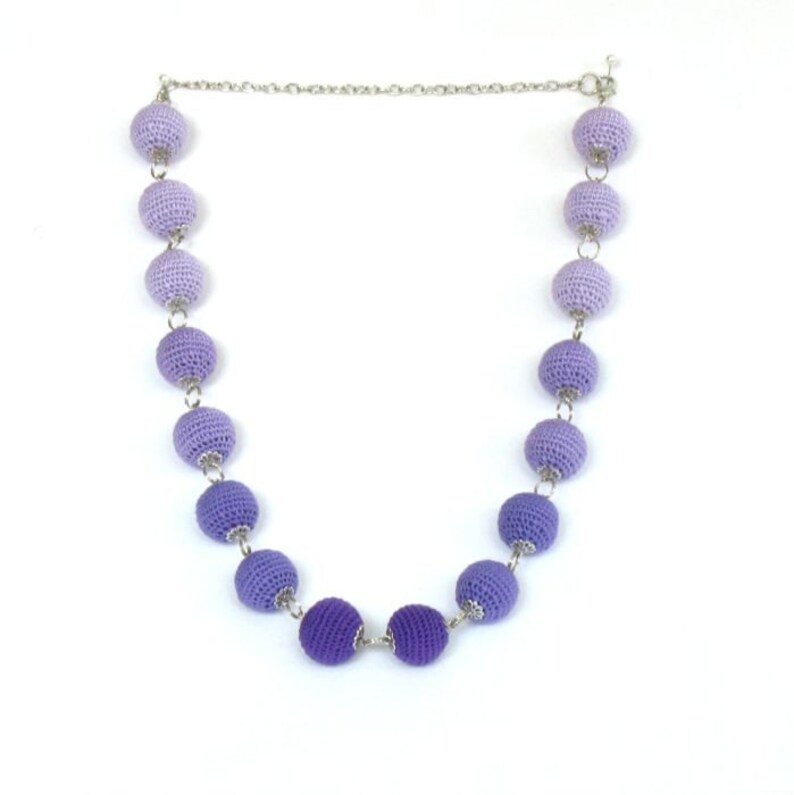 Lilac Handmade Crochet Necklace Lilac Ball Crochet Jewelry Etsy