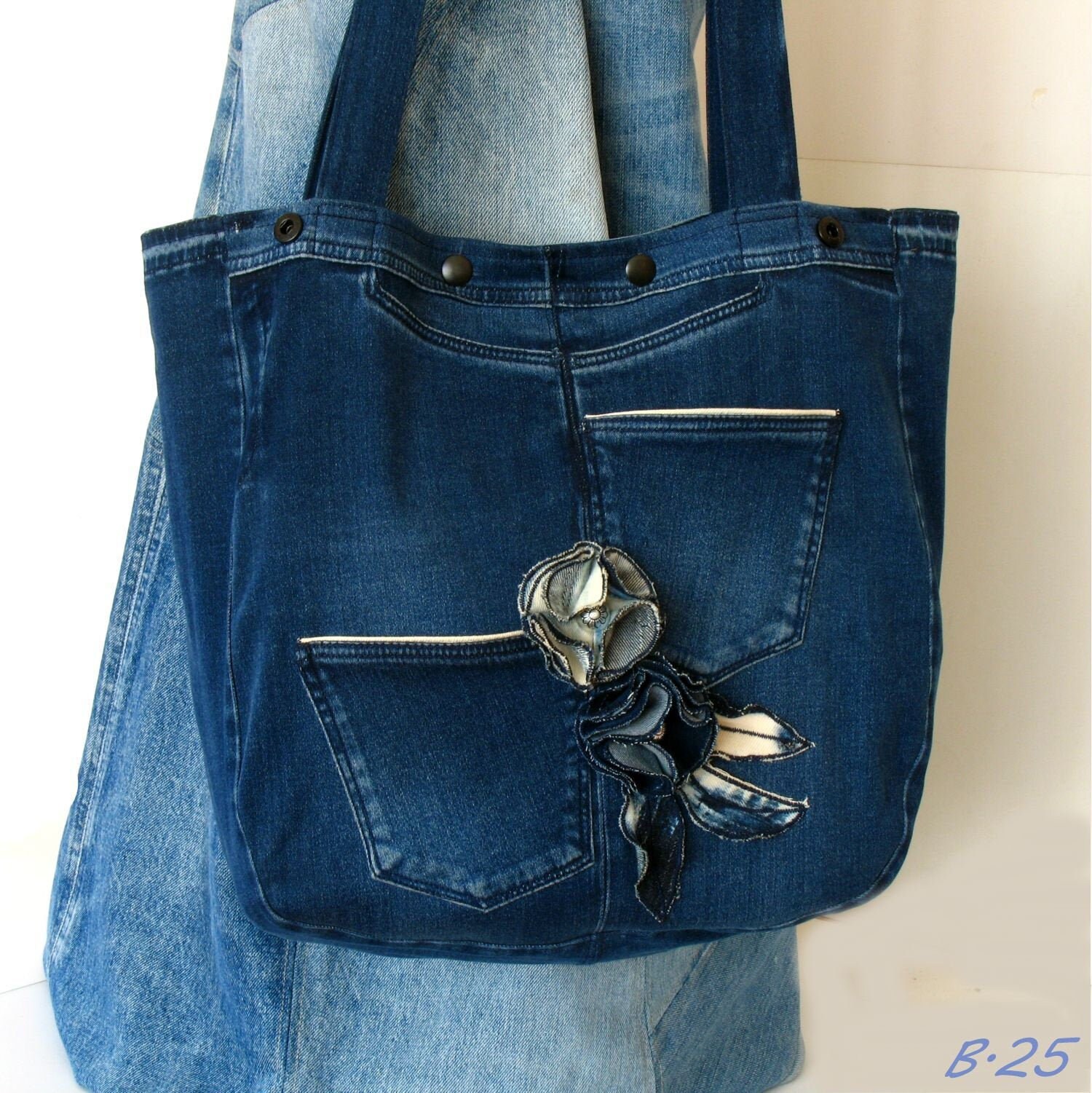 Denim Bag Tote Recycled, Recycled Denim Blue Bag Tote