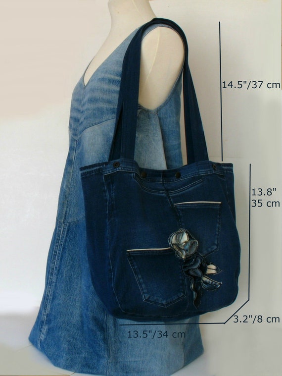 Denim Bag Tote Recycled, Recycled Denim Blue Bag Tote