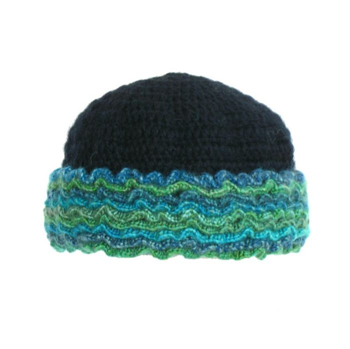 Fashion warm winter hat Navy blue base color Wide fluffy Etsy