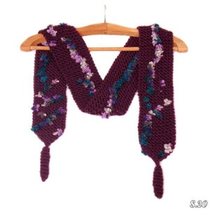 Long purple scarf with colorful decoration, winter warm scarf, knitted winter scarf, winter set, Christmas gift