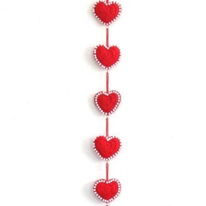Red heart door hanger, Wedding decor, Crochet heart, Home decoration, Door knob decor or other cute idea
