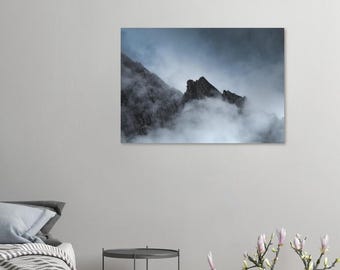 Mountains in Fog Wall Art, Moody Landscape Poster, Minimalist Nature Print, Fine Art Photography, Modern Home Decor, Gift for Nature Lover