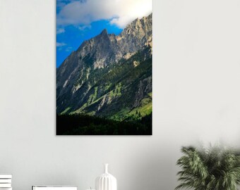Mountain Landscape Poster, Blue Sky Wall Art, Serene Nature Print, Minimalist Scenery Decor, Hiking Lover Gift, Large Scenic Wall Art