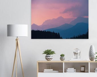 Under The Pink Skies Print - Minimalist Landscape Wall Art - Modern Nature Decor - Fine Art Print - Scandi Style - Personalized Gift Idea