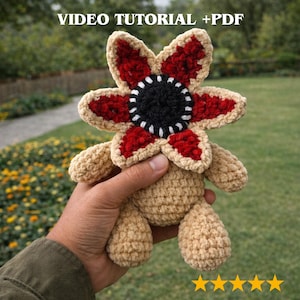 Demo Monster Animal Crochet Pattern, Flower Head Amigurumi Plushie | Animal Crochet Pattern, Creepy Spooky Toy Fantasy Monster Low Sew