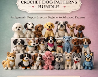 150+ Crochet Dog Breed Pattern Bundle PDF | Amigurumi Puppy Dog Plushie | Poodle Husky Dalmatian Corgi Pug Shiba | Crochet Dog Pattern PDF