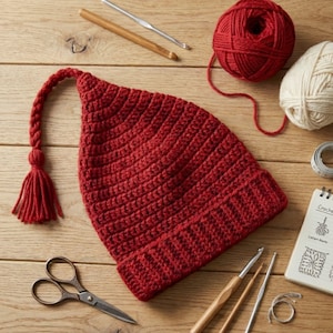 Melt the ICE Hat Crochet Pattern PDF – Red Tassel Beanie (Digital Download)