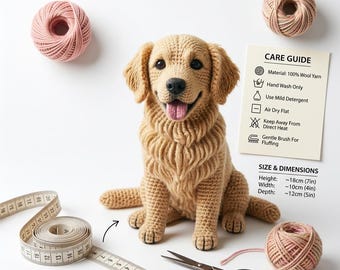 crochet golden retriever stuffed animal realistic dog plush memorial gift for pet loss custom puppy lover keepsake home nursery decor