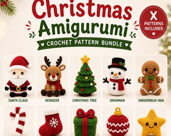 Christmas Amigurumi Crochet Pattern PDF Santa Reindeer Snowman Gingerbread Tree 10 Beginner Friendly Holiday Toys Instant Download Printable