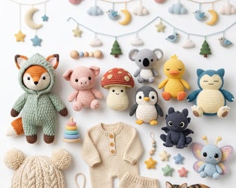 200+ Crochet Baby Pattern Bundle PDF | Amigurumi Animal Toy Baby Clothes Hat Romper Garland Pattern | Instant Download Crochet PDF
