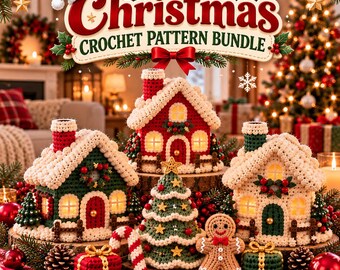 Christmas Crochet Pattern Bundle Village Amigurumi Beginner PDF Instant Download Holiday Decor Xmas Gift