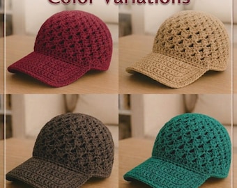 Crochet Newsboy Cap Pattern, Logan Style Hat, Easy Brimmed quick crochet Cap Baby to Adult Sizes (PDF Pattern)
