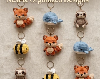 Oltre 300 portachiavi all'uncinetto, portachiavi carini fatti a mano per borse, regalo per lei, schema per portachiavi, schema per portachiavi all'uncinetto, portachiavi con animali, portachiavi con fiori