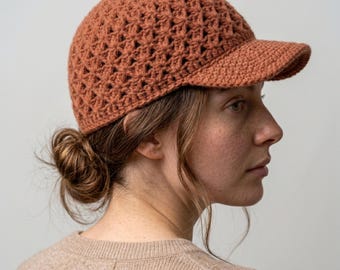 Crochet Newsboy Cap Pattern, Logan Style Hat, Easy Brimmed quick crochet Cap Baby to Adult Sizes (PDF Pattern)