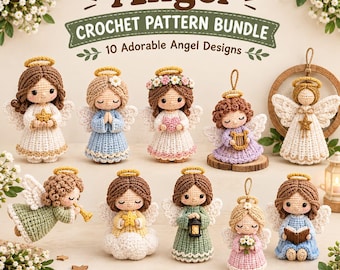 Angel Crochet Pattern Bundle 10 Amigurumi Angel Dolls PDF Christmas Ornament Nativity Decor Beginner Friendly Instant Download Easy Guide