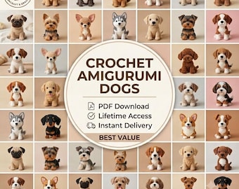 Crochet Dog Pattern Set, Realistic Amigurumi Breed Designs, Custom Pet Loss Memorial Gift, DIY Craft Project PDF Digital Download