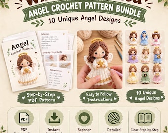 Angel Crochet Pattern Bundle 10 Amigurumi Angel Dolls PDF Christmas Ornament Nativity Decor Beginner Friendly Instant Download Easy Guide