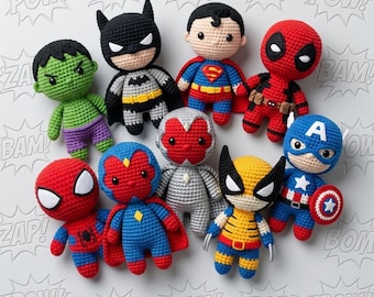 Superhero Amigurumi Crochet Pattern Bundle, Crochet Hero Doll Pattern Set, Amigurumi Superhero PDF, Crochet Action Figure Pattern,