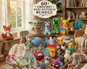 60+ Crochet Baby Pattern Bundle PDF | Amigurumi Animal Toy Baby Clothes Hat Romper Garland Pattern | Instant Download Crochet PDF