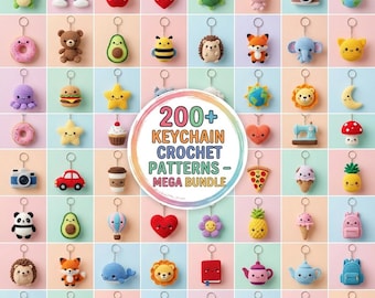 200+ Crochet Keychain Pattern Bundle Animal Pet Zoo Amigurumi Patterns Mini Toy Collection for Handmade Gifts Small Shop