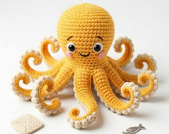 Giant Octopus Amigurumi Crochet Pattern PDF, Plush Sea Animal Crochet Toy, Octopus Plushie DIY Ocean Creature Doll, Crochet Home Decor