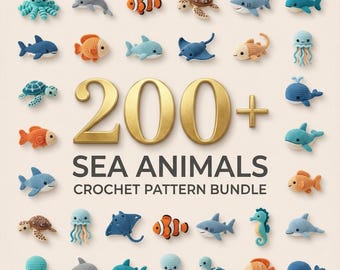 200 sea animal crochet pattern bundle designs whale shark turtle octopus and dolphin amigurumi ocean animal gift diy digital pdf library
